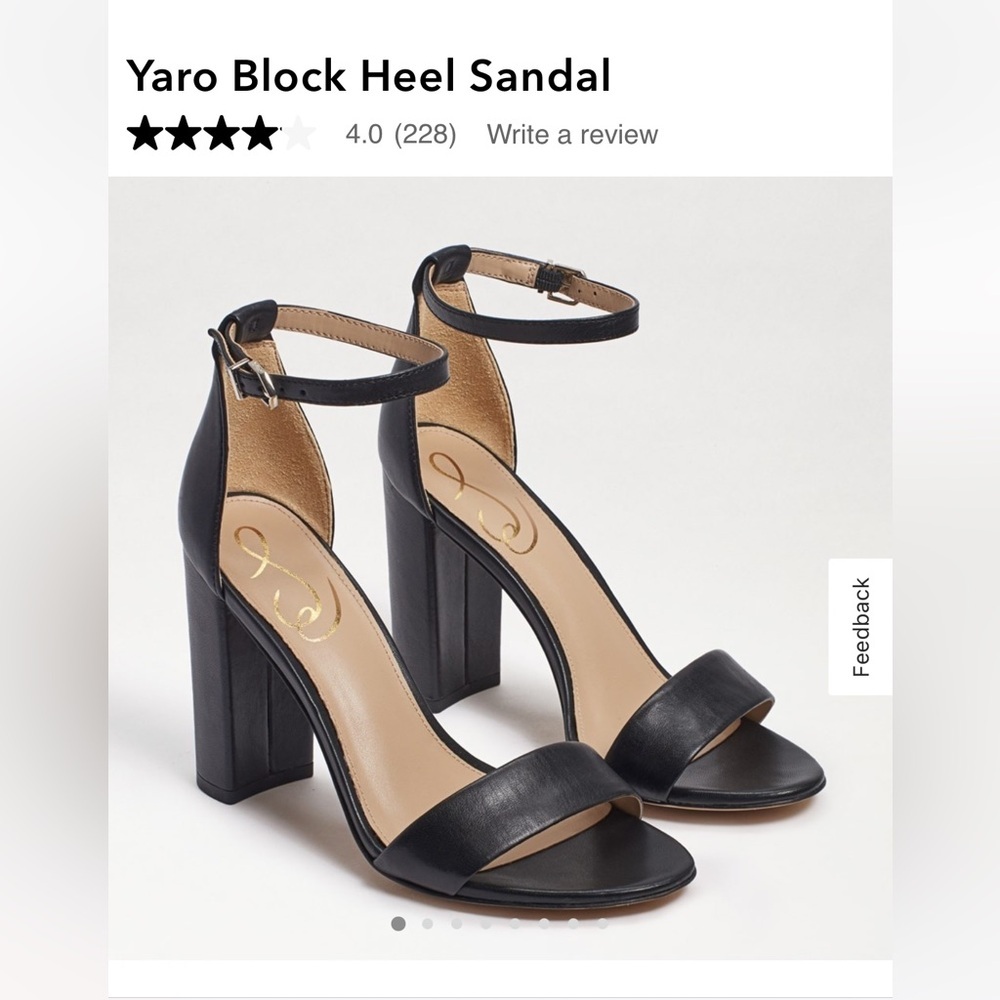 NEW Sam Edelman Black Leather Yaro Block Heel Sandal